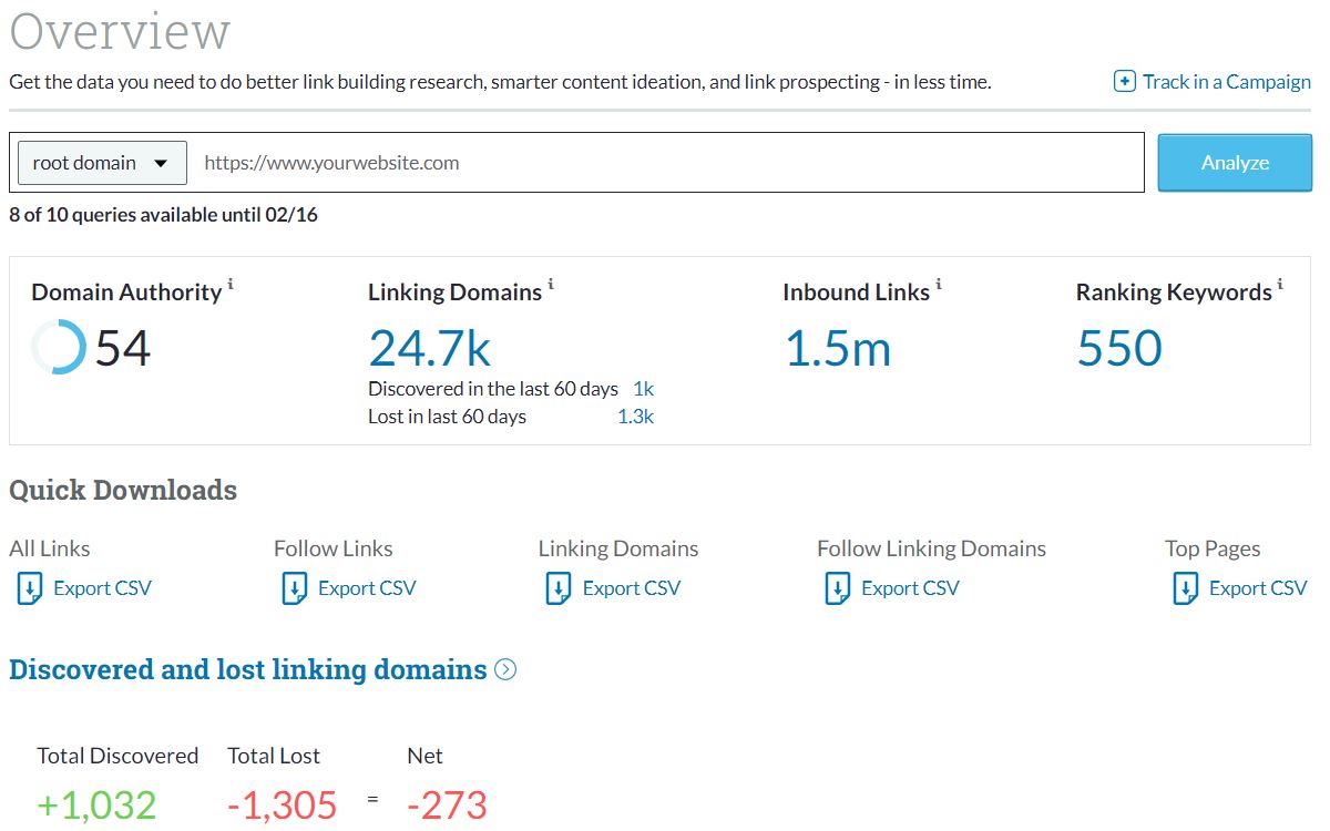 Technical SEO-Moz Link Explorer2