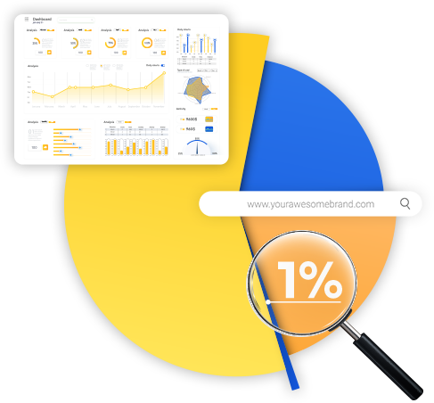 graphs and analytics data with magnifying glass