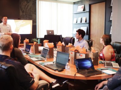 group of people having a meeting